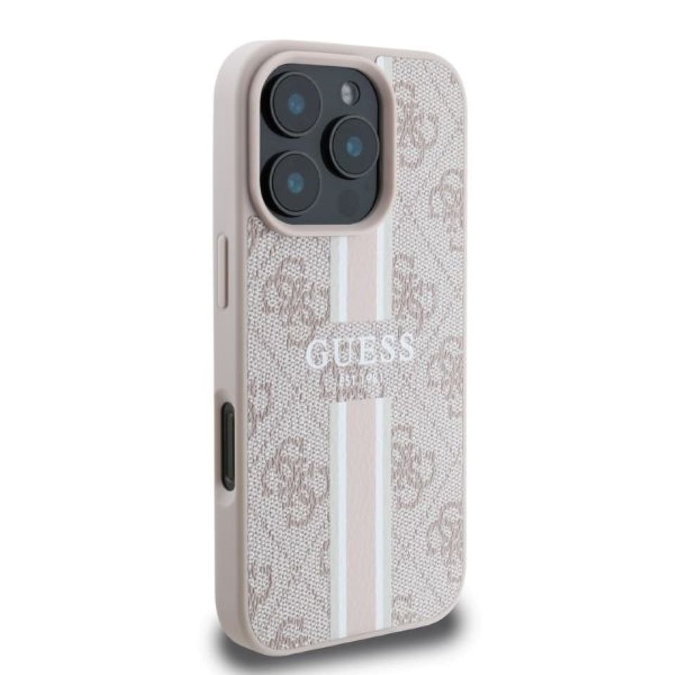 Guess Handyhülle iPhone 16 Pro Max Kunstleder rosa Logo MagSafe kompatibel 6,9 Zoll, Kantenschutz – Bild 2 von 4