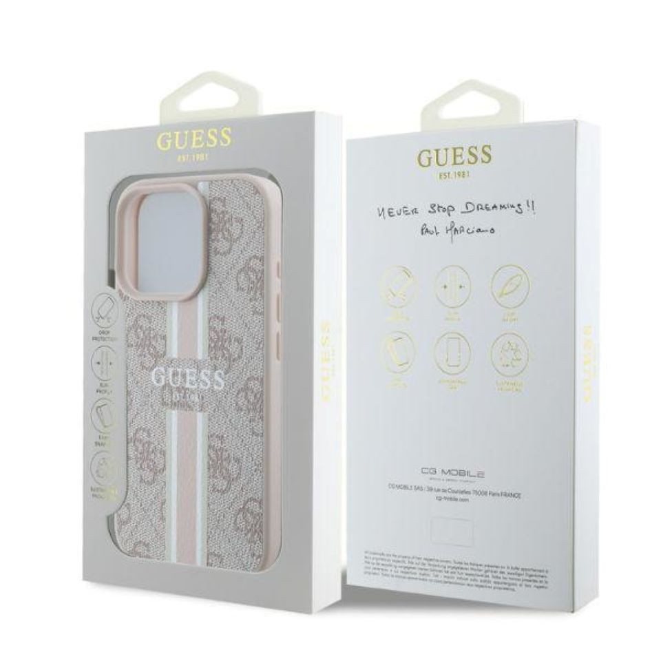Guess Handyhülle iPhone 16 Pro Max Kunstleder rosa Logo MagSafe kompatibel 6,9 Zoll, Kantenschutz – Bild 4 von 4