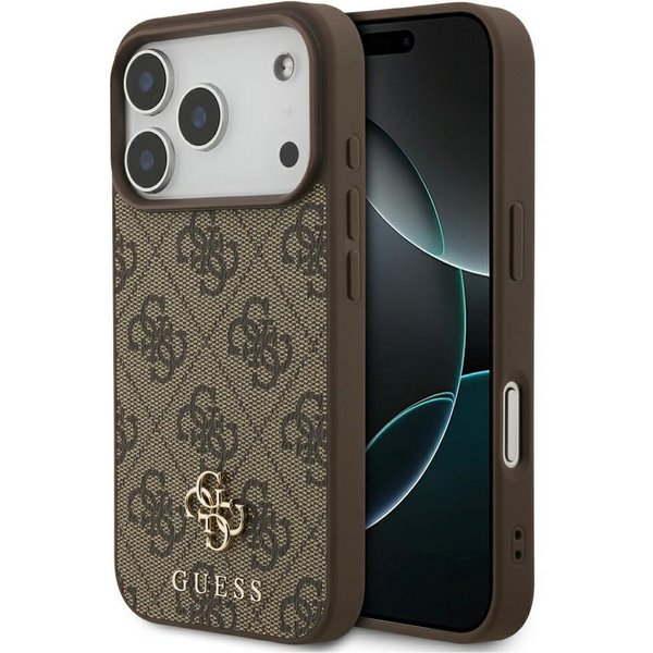 Guess Handyhülle iPhone 18 Pro MagSafe small Logo Kunstleder braun 6,3 Zoll, Kantenschutz