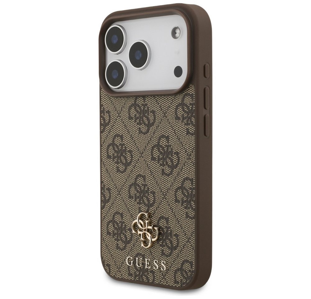 Guess Handyhülle iPhone 18 Pro MagSafe small Logo Kunstleder braun 6,3 Zoll, Kantenschutz – Bild 2 von 5