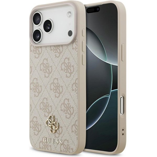 Guess Handyhülle iPhone 18 Pro Max MagSafe small Logo Kunstleder grau braun rosa 6,9 Zoll, Kantenschutz