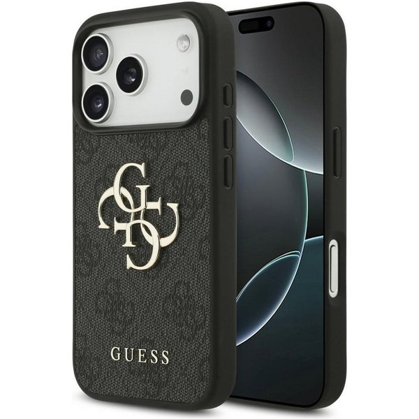 Guess Handyhülle iPhone 18 Pro Schutzhülle Kunstleder Case Big Logo Metall 6,3 Zoll, Kantenschutz