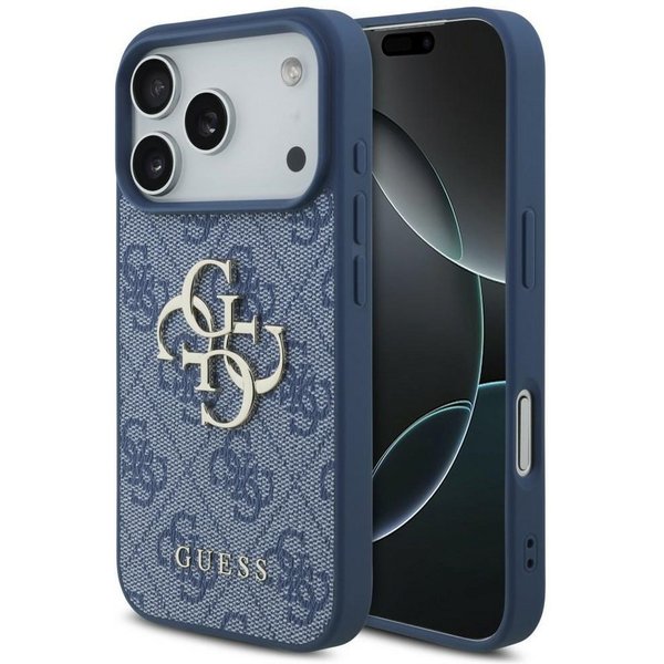 Guess Handyhülle iPhone 18 Pro Schutzhülle Kunstleder Case Big Logo Metall 6,3 Zoll, Kantenschutz