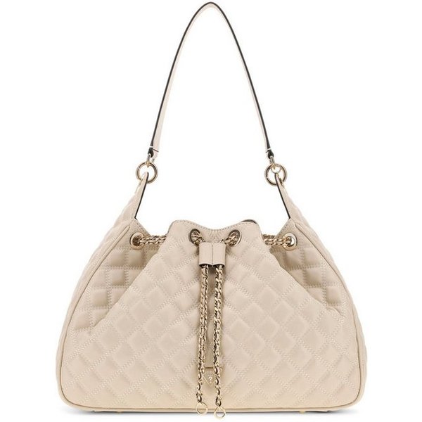Guess Hobo JULIET HOBO, Damen Beuteltasche, Henkeltasche mit goldfarbenem Zugband