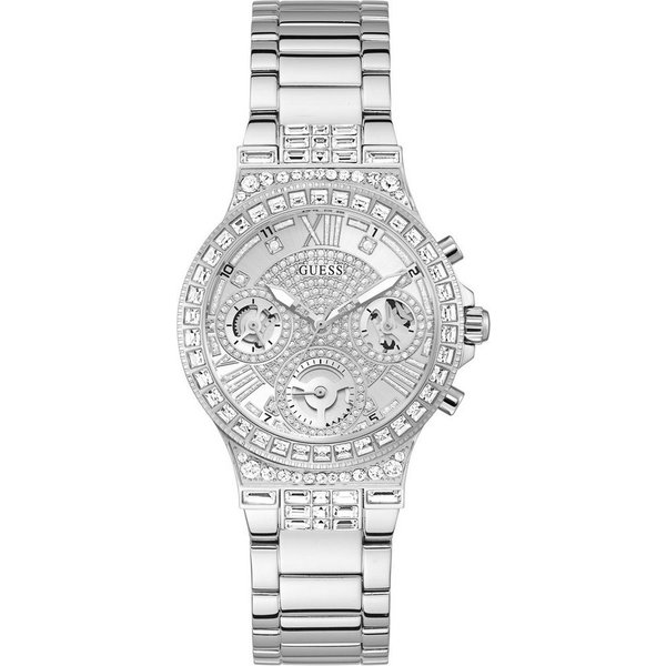 Guess Quarzuhr MOONLIGHT GW0320L1, Armbanduhr, Damenuhr, Kristallsteine, Edelstahlarmband