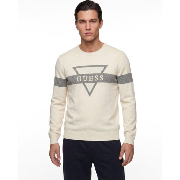 Guess Strickpullover mit Seide und Wolle, Regular Fit, Jacquard-Logo