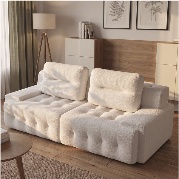 GUNJI Big-Sofa Teddy Lounge Sofa im Wolken-Design, Großes Polstersofa mit 2 großen Kissen, tiefer Sitzfläche und vakuumverpackter Lieferung