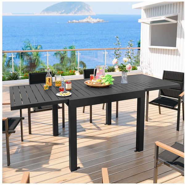 GUNJI Gartentisch Aluminium Ausziehbarer Gartentisch Balkonmöbel für 4 bis 10 Personen (1 Tisch, wetterfest, stabil, robust und langlebig, ideal für Garten & Te
