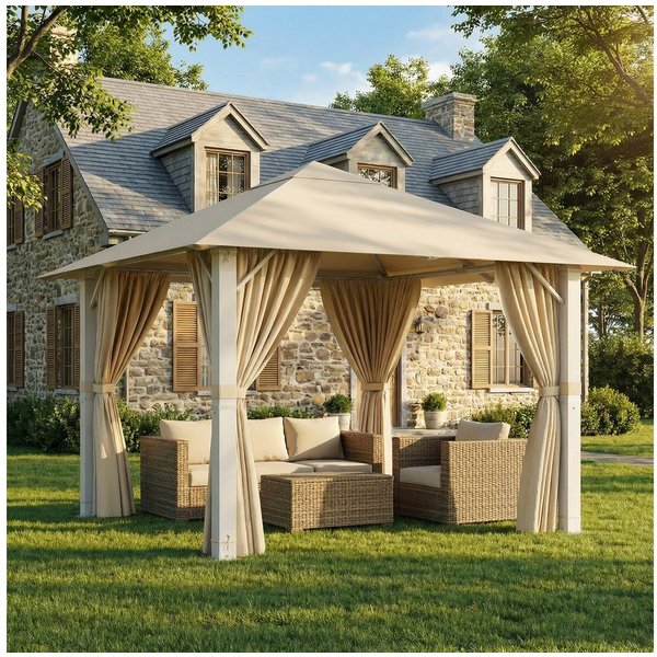 GUNJI Pavillon Großes 3*3m/3*4m wasserdichtes Gartenzelt Patio Gazebo Partyzelt, (Dickes Aluminiummaterial Rostfrei UV-beständig Kann 4-10 Personen beherbergen)