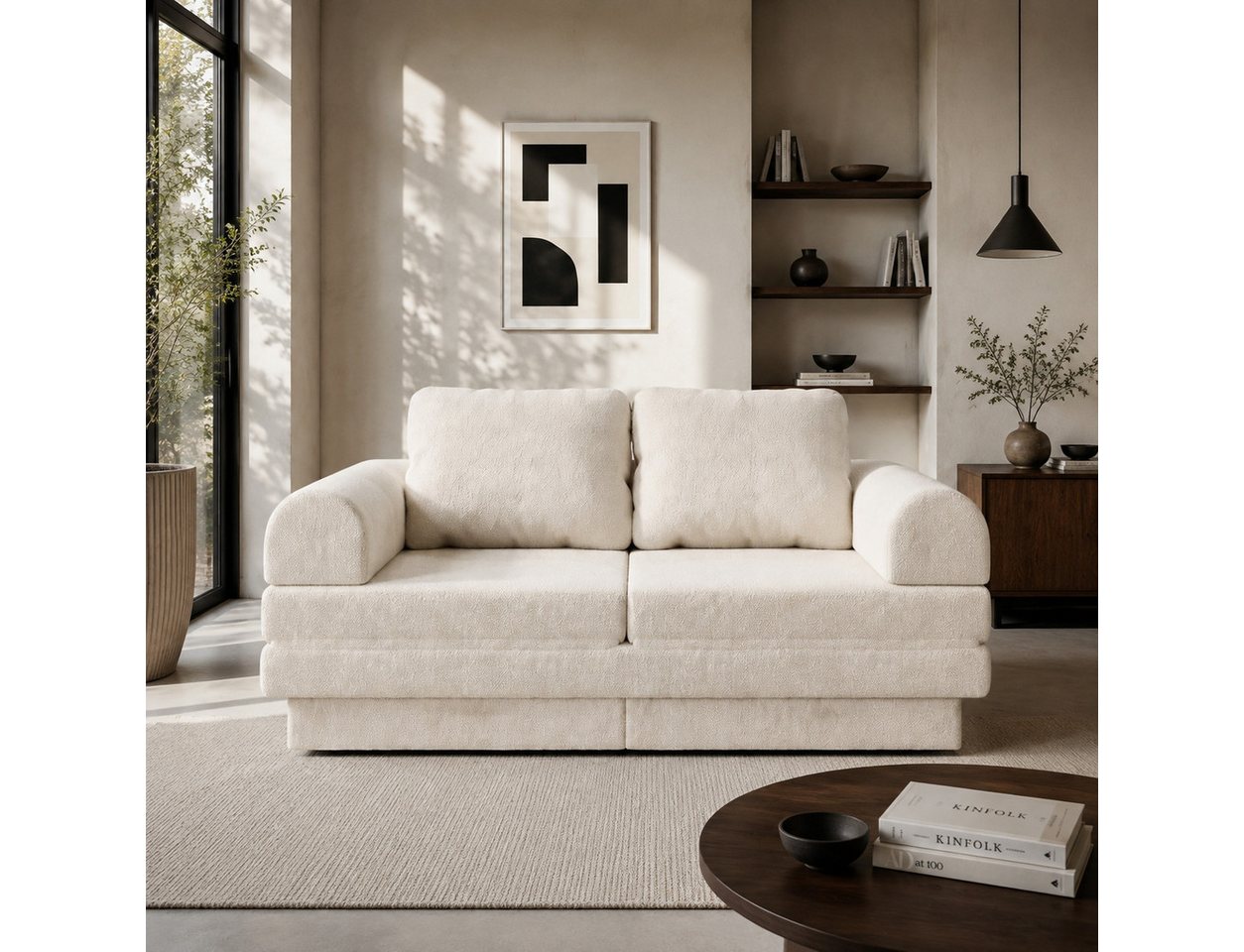 GUNJI Schlafsofa 2-in-1 aus Chenille, ausklappbare Liegefläche mit 104×176 cm, Komfortables Lounge-Sofa mit flexibler Schlaffunktion und 2 Kissen – Bild 2 von 5