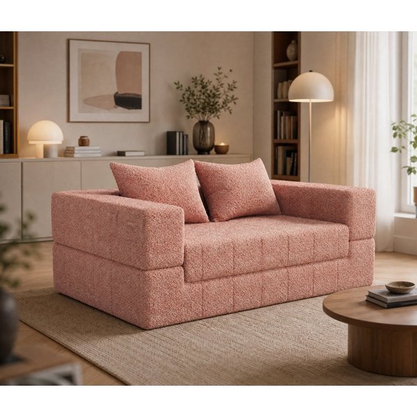 GUNJI Schlafsofa Teddy Lounge Sofa 2-Sitzer mit Kompressionsfunktion, Flexible Nutzung mit Liegefunktion, bequemes Schlafsofa für Wohnzimmer und Gästezimmer