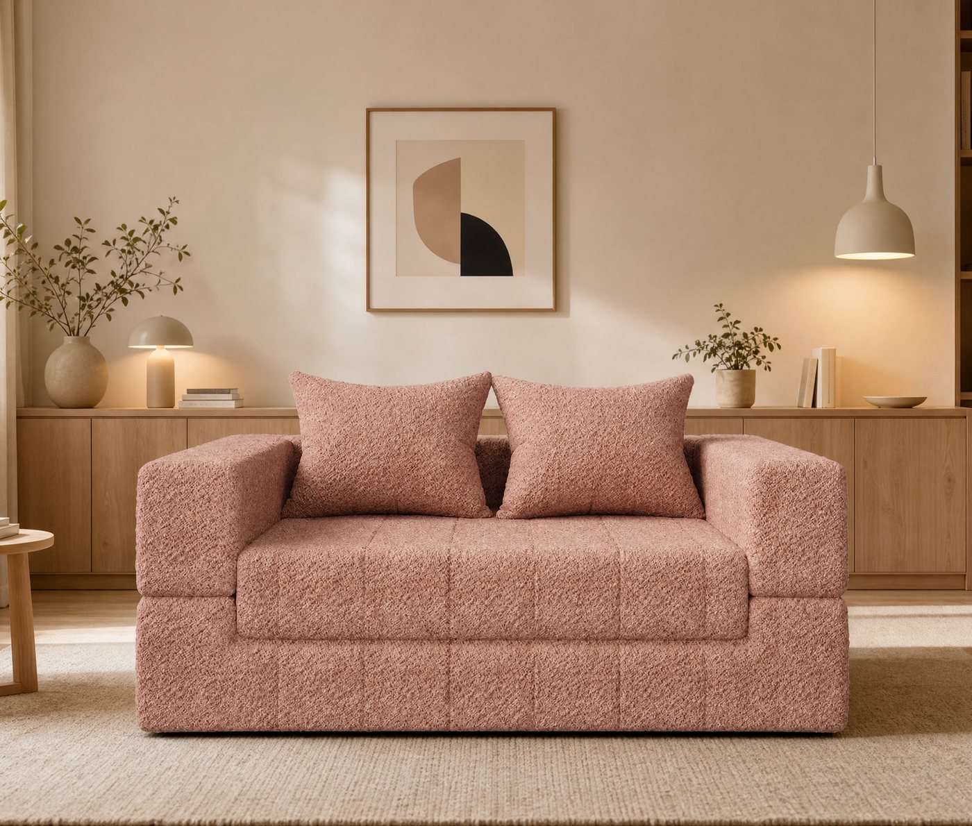 GUNJI Schlafsofa Teddy Lounge Sofa 2-Sitzer mit Kompressionsfunktion, Flexible Nutzung mit Liegefunktion, bequemes Schlafsofa für Wohnzimmer und Gästezimmer – Bild 3 von 5
