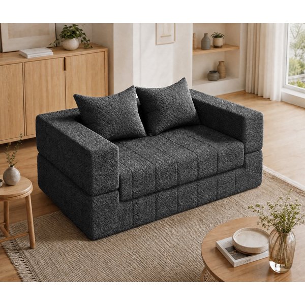 GUNJI Schlafsofa Teddy Lounge Sofa 2-Sitzer mit Kompressionsfunktion, Flexible Nutzung mit Liegefunktion, bequemes Schlafsofa für Wohnzimmer und Gästezimmer