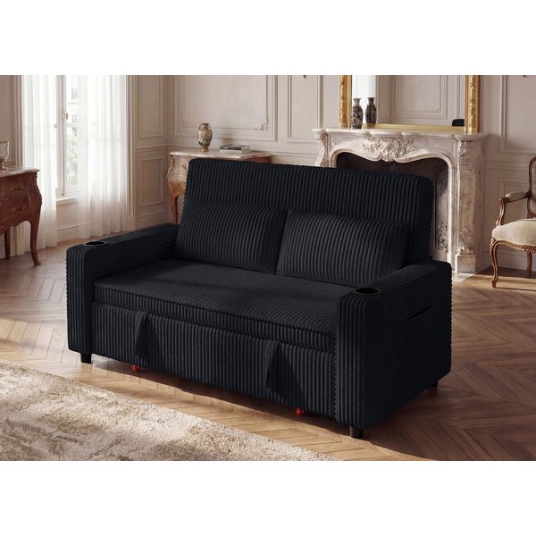 GUNJI Sofa Klappbares Doppelsofa, Sitzecke Doppelzweck Schlafsofa mit Becherhalter + Aufbewahrungstasche Geeignet für kleine Wohnungen/Wohnzimmer