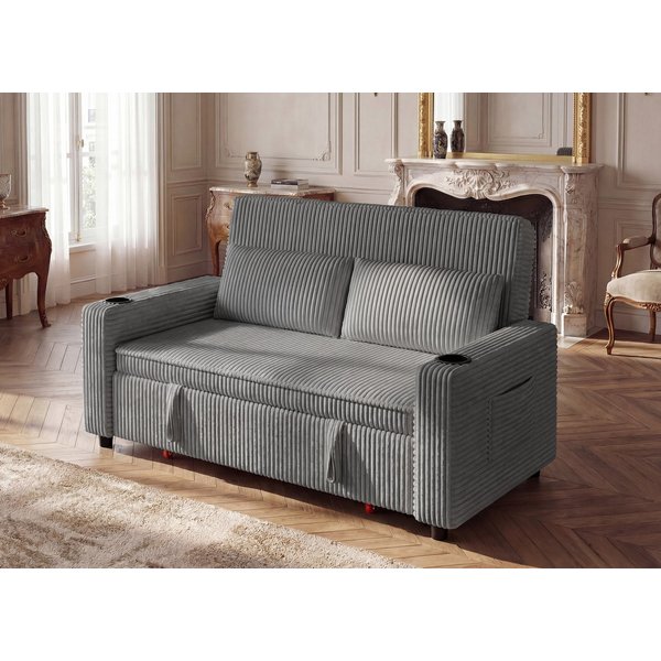GUNJI Sofa Klappbares Doppelsofa, Sitzecke Doppelzweck Schlafsofa mit Becherhalter + Aufbewahrungstasche Geeignet für kleine Wohnungen/Wohnzimmer