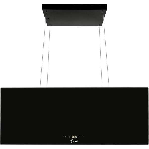 GURARI Inselhaube GCH I 333 90 BL Prime+Umluftset, Dunstabzugshaube 90cm,1000m³/h Umluft Insel Dunstabzugshaube 90cm,Deckenhaube,1000m³/h,Schwarz Glas