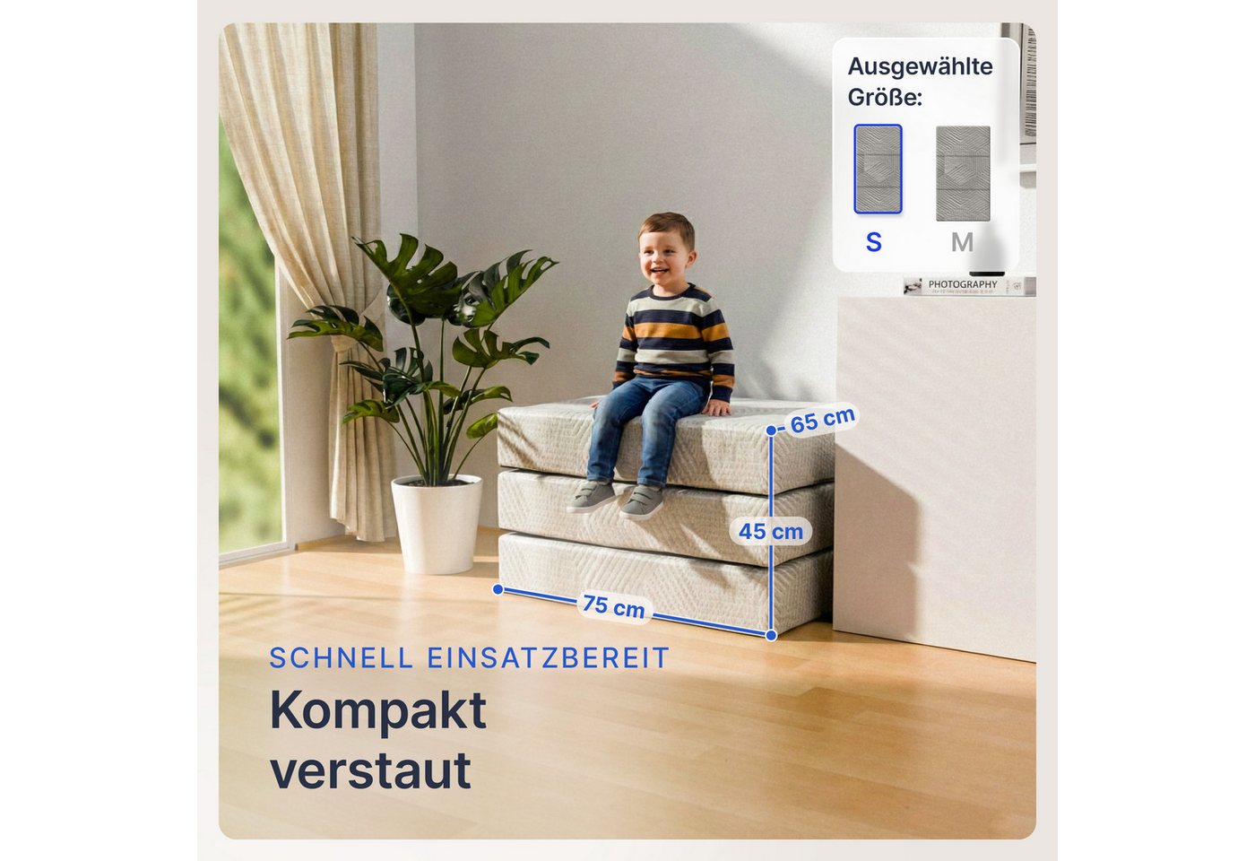 Klappmatratze Komfortkern, gurkler, 15 cm hoch, (Visco-Schaum, Gästematratze & Faltmatratze), Bequem & waschbar – Bild 3 von 5