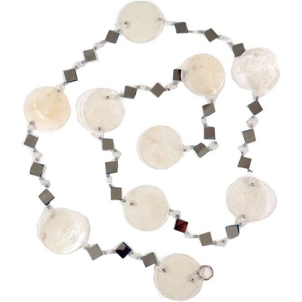 Guru-Shop Dekoobjekt Bunte Muschelkette, Sonnenfänger 140 cm - weiß