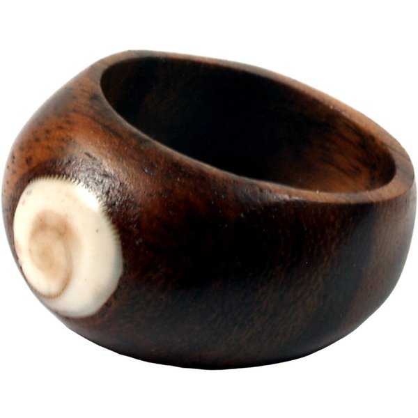 Guru-Shop Fingerring Handgeschnitzter Holzring mit gravierter..