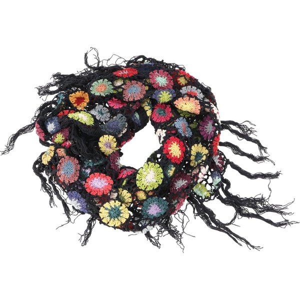 Guru-Shop Halstuch Häkelstola, Hippie Blümchen Häkelschal,..
