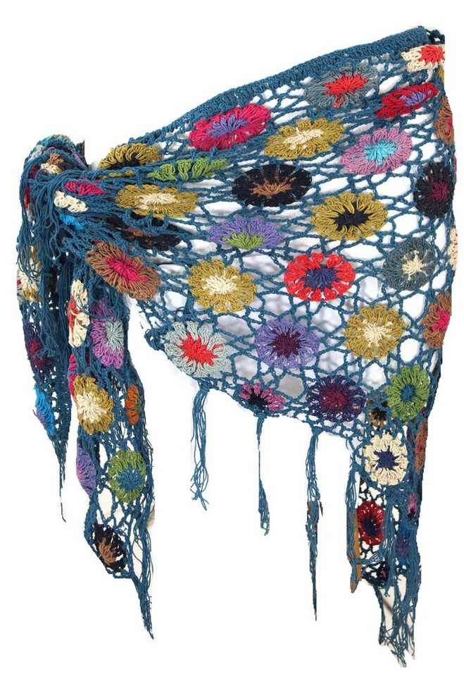 Guru-Shop Halstuch Häkelstola, Hippie Blümchen Häkelschal,.. – Bild 4 von 5