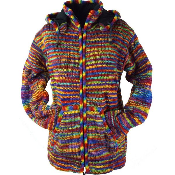 Guru-Shop Langjacke Strickjacke Wolljacke Nepaljacke - Modell 12 alternative Bekleidung
