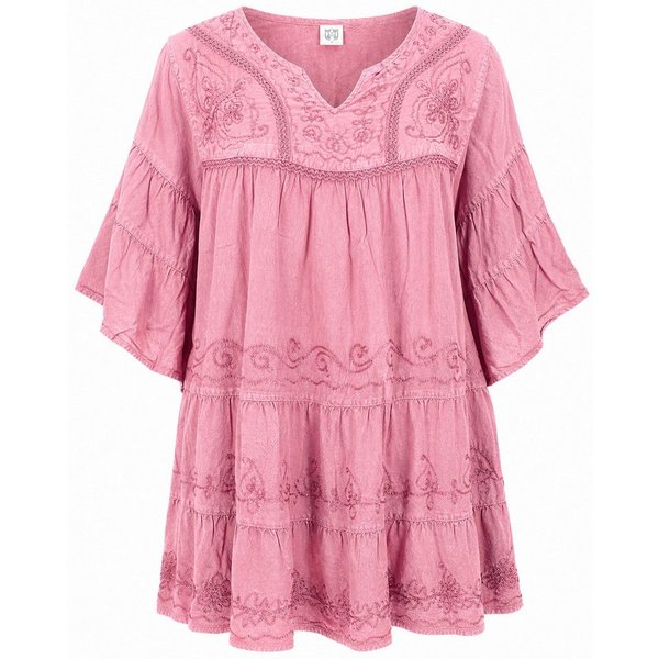 Guru-Shop Longbluse Bestickte indische Boho Bluse mit weiten.. alternative Bekleidung