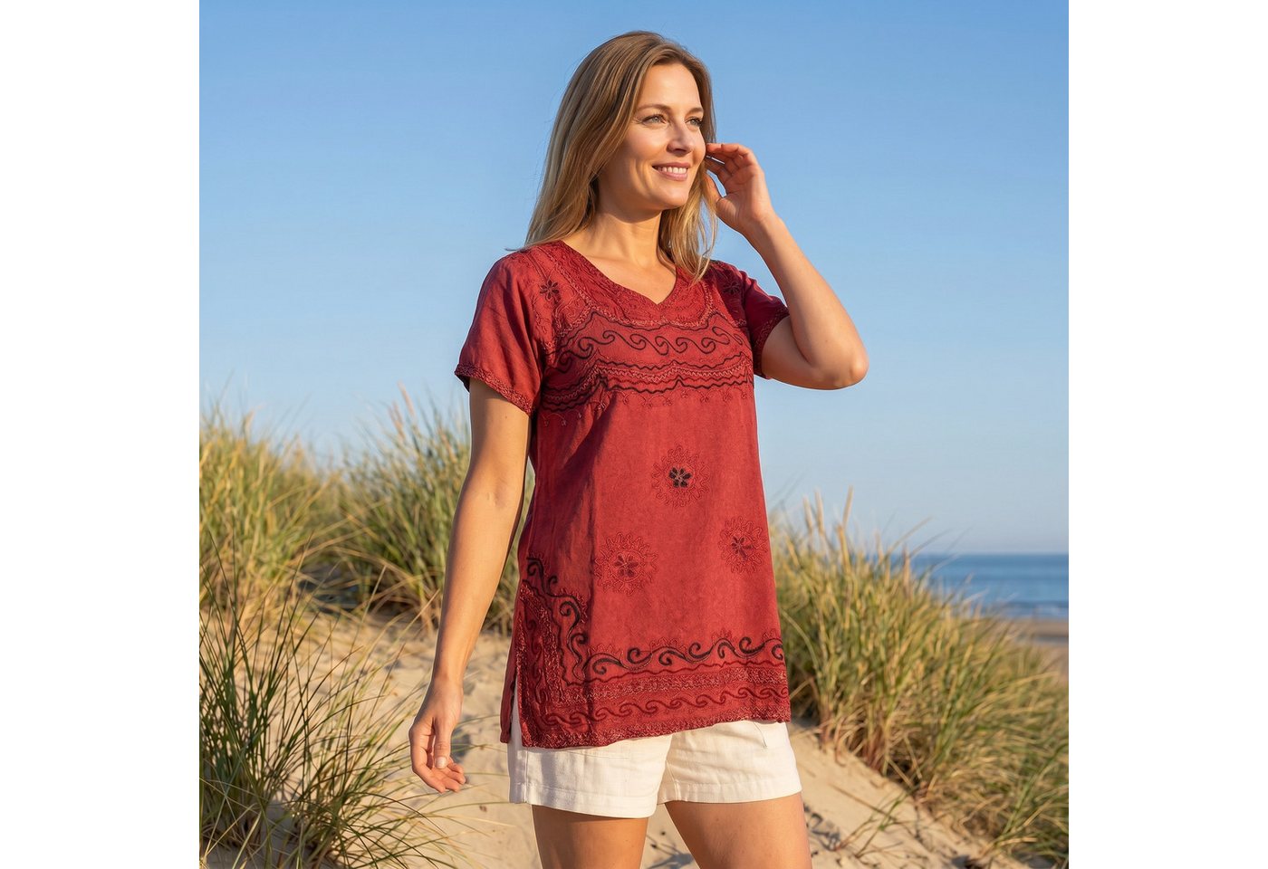Guru-Shop Longbluse Bestickte indische Tunika, alternative Boho.. alternative Bekleidung – Bild 3 von 5