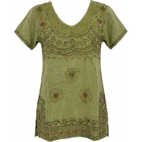 Guru-Shop Longbluse Bestickte indische Tunika, alternative Boho.. alternative Bekleidung