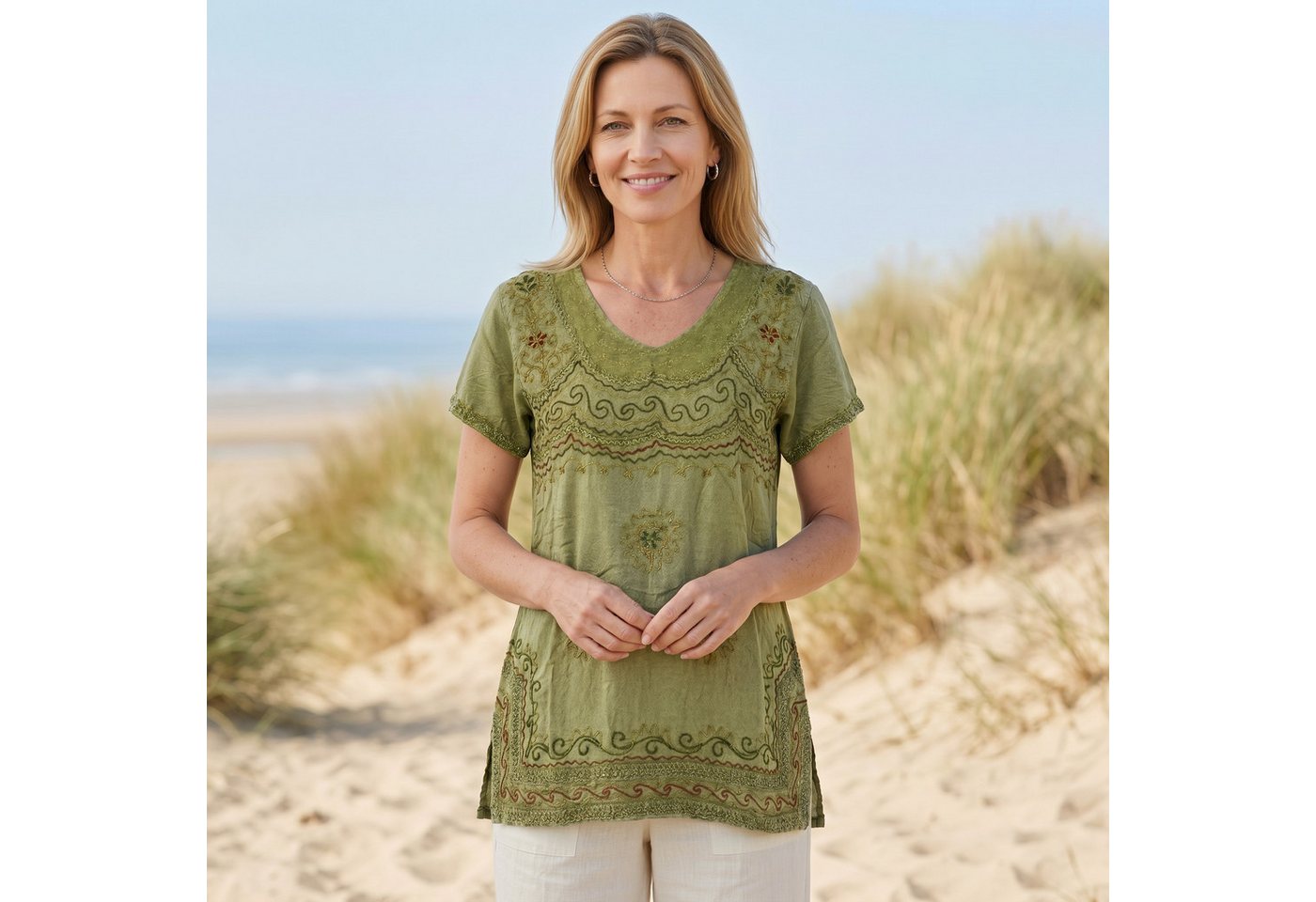 Guru-Shop Longbluse Bestickte indische Tunika, alternative Boho.. alternative Bekleidung – Bild 4 von 5