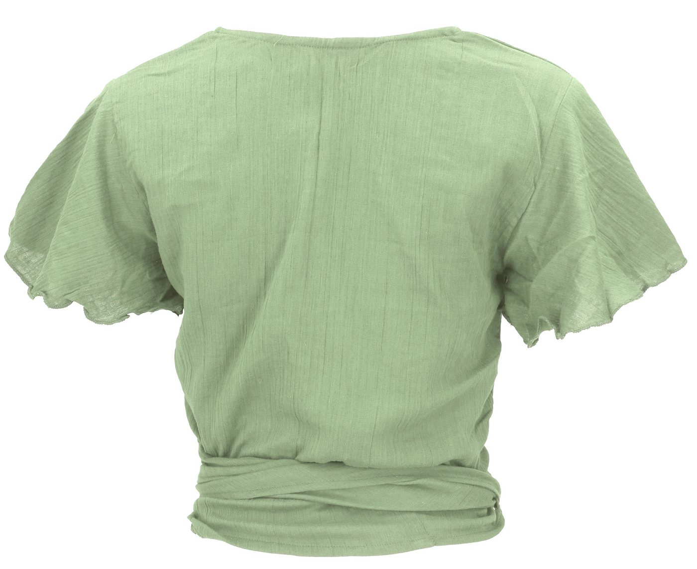 Guru-Shop Longbluse Boho Wickelbluse, Wickeltop aus Baumwolle - grün alternative Bekleidung – Bild 4 von 5