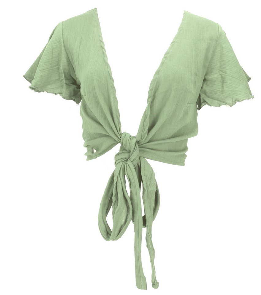 Guru-Shop Longbluse Boho Wickelbluse, Wickeltop aus Baumwolle - grün alternative Bekleidung – Bild 5 von 5