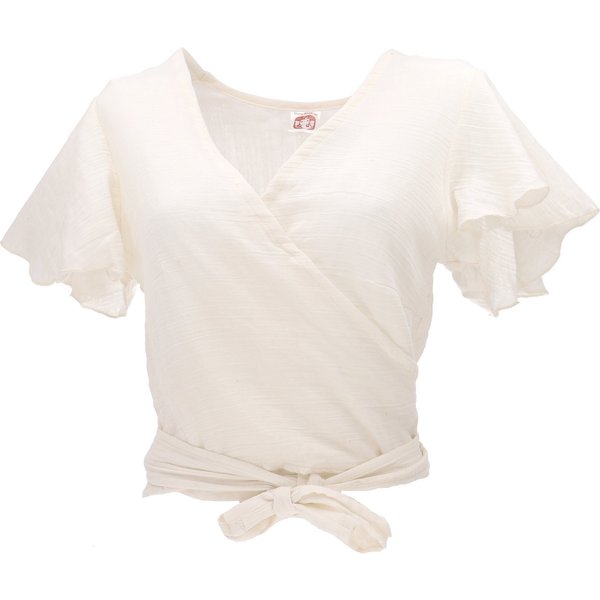 Guru-Shop Longbluse Boho Wickelbluse, Wickeltop aus Baumwolle -.. alternative Bekleidung