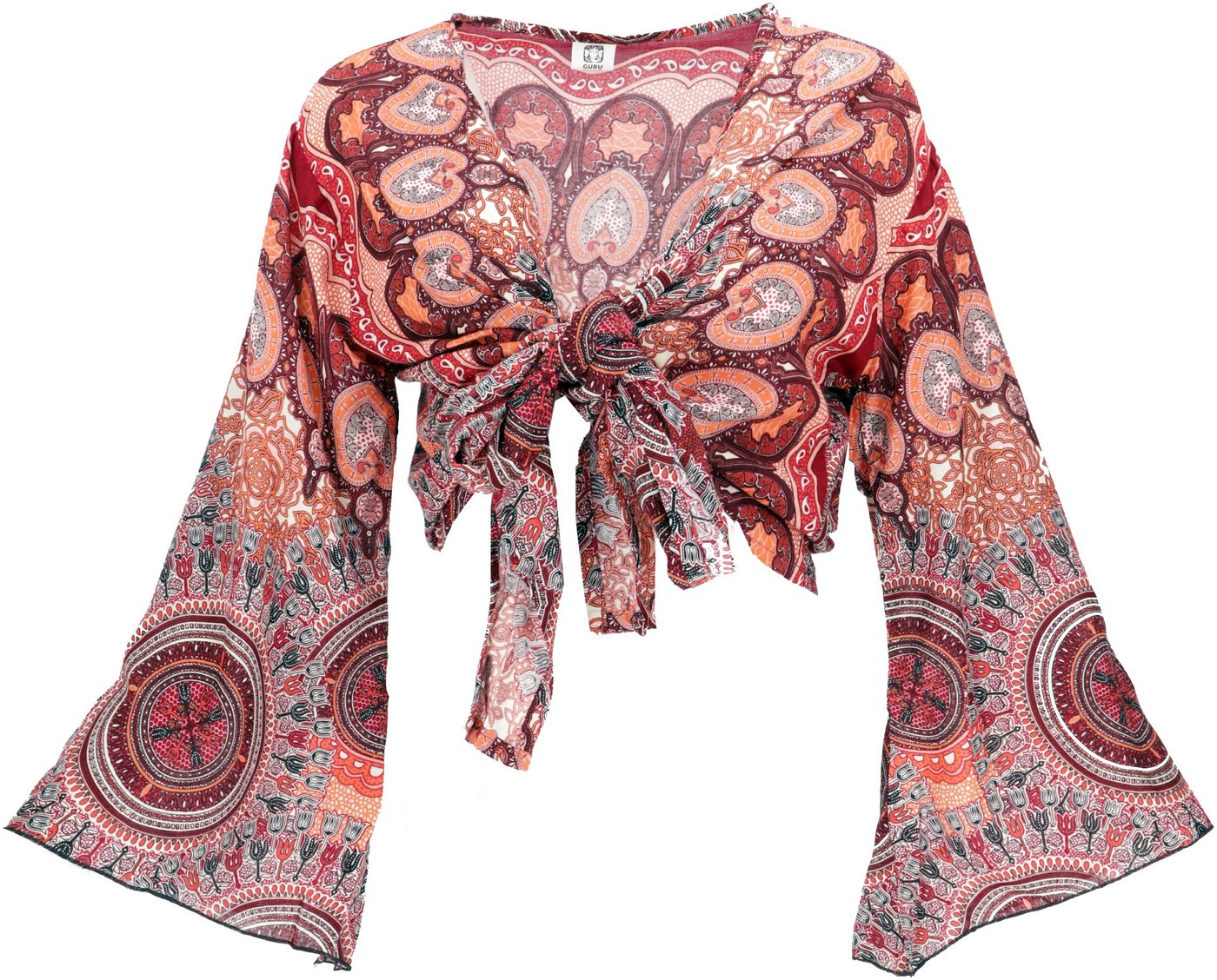 Guru-Shop Longbluse Kurztop, Boho Blusentop, Wickeltop, Wickelbluse.. alternative Bekleidung – Bild 4 von 5