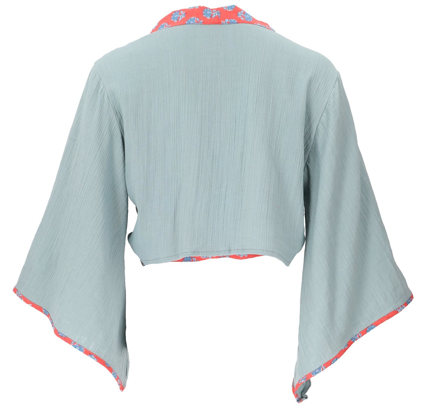 Guru-Shop Longbluse Kurztop, Boho Blusentop, Musselin Wickeltop,.. alternative Bekleidung – Bild 3 von 5