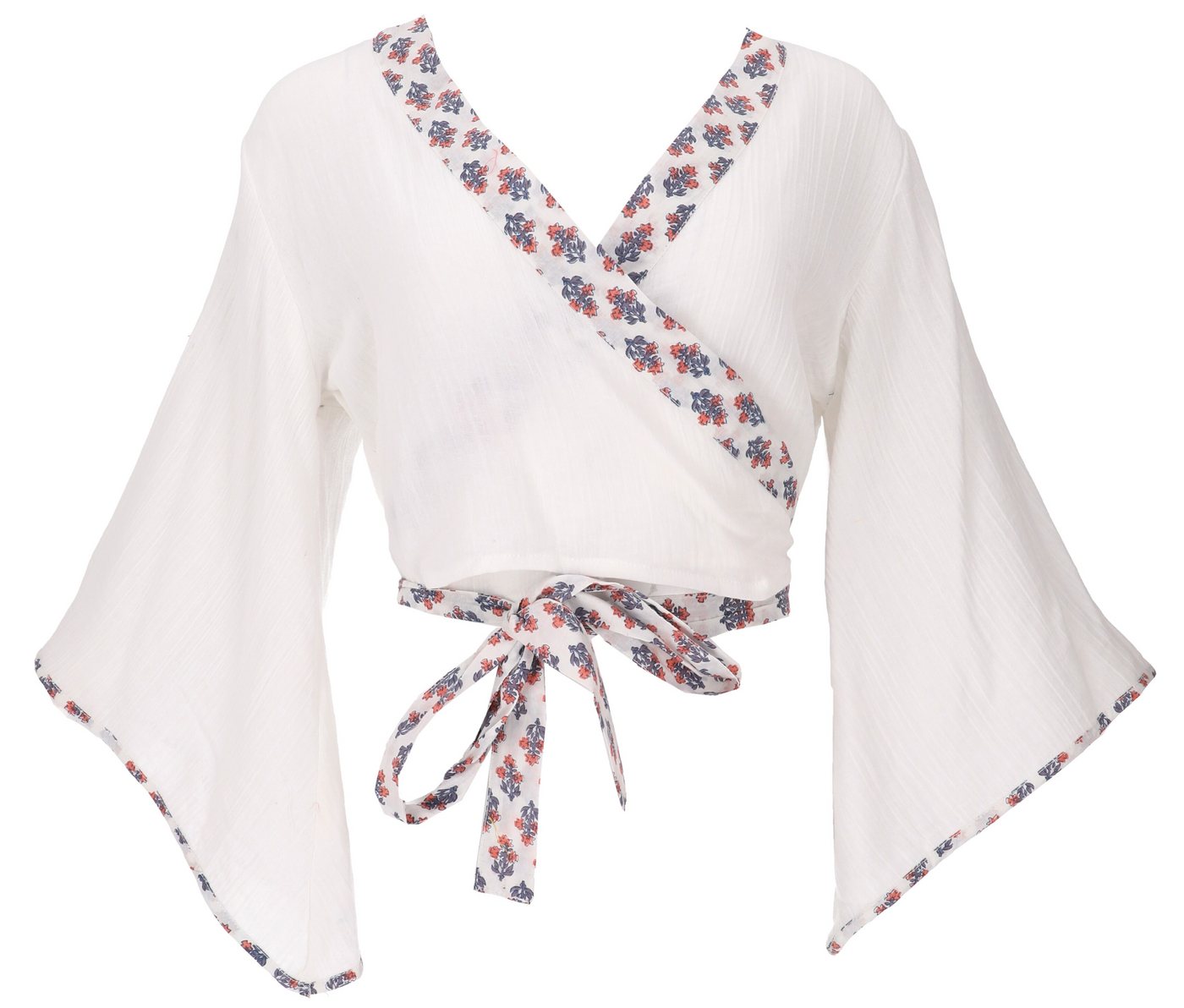 Guru-Shop Longbluse Kurztop, Boho Blusentop, Musselin Wickeltop,.. alternative Bekleidung – Bild 3 von 5