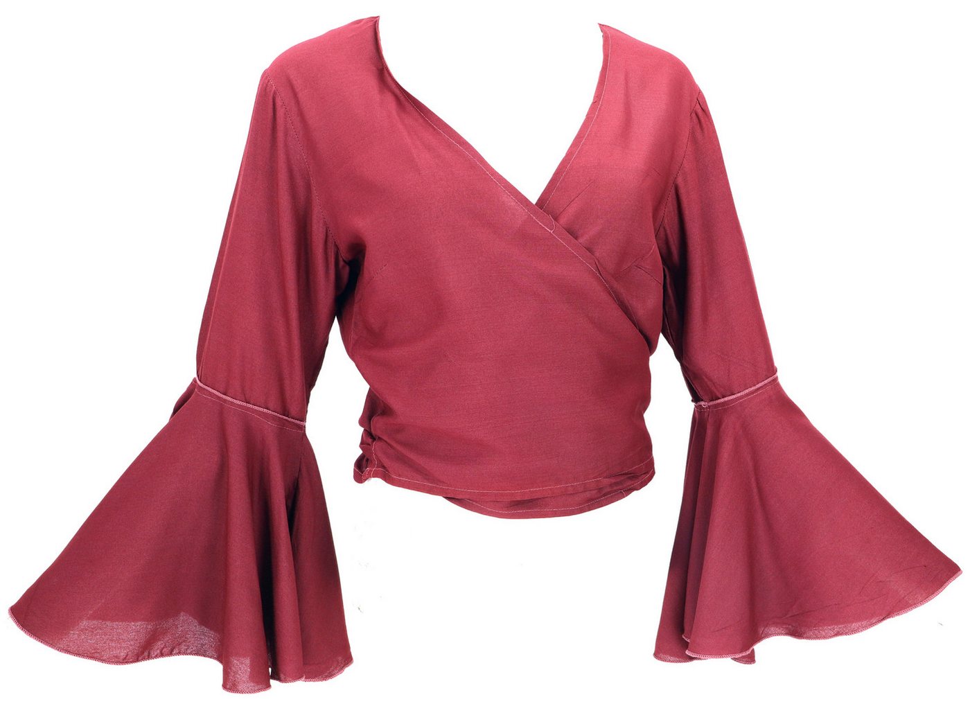 Guru-Shop Longbluse Kurztop, Boho Blusentop, Wickeltop, Wickelbluse.. Festival, Ethno Style, alternative Bekleidung – Bild 2 von 4