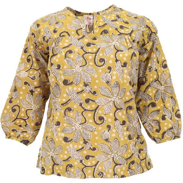 Guru-Shop Longbluse Leichte Baumwollbluse, Boho Schlupfbluse mit.. alternative Bekleidung