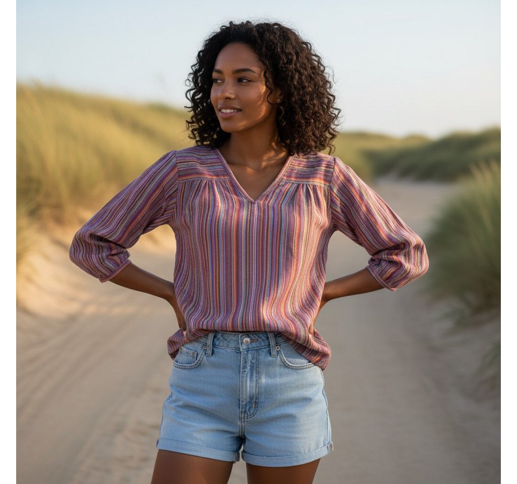 Guru-Shop Longbluse Leichte Baumwollbluse, gestreifte Boho.. alternative Bekleidung – Bild 3 von 5