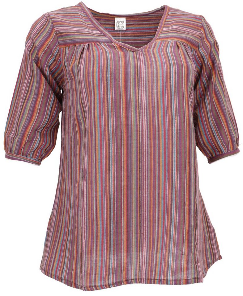 Guru-Shop Longbluse Leichte Baumwollbluse, gestreifte Boho.. alternative Bekleidung – Bild 4 von 5