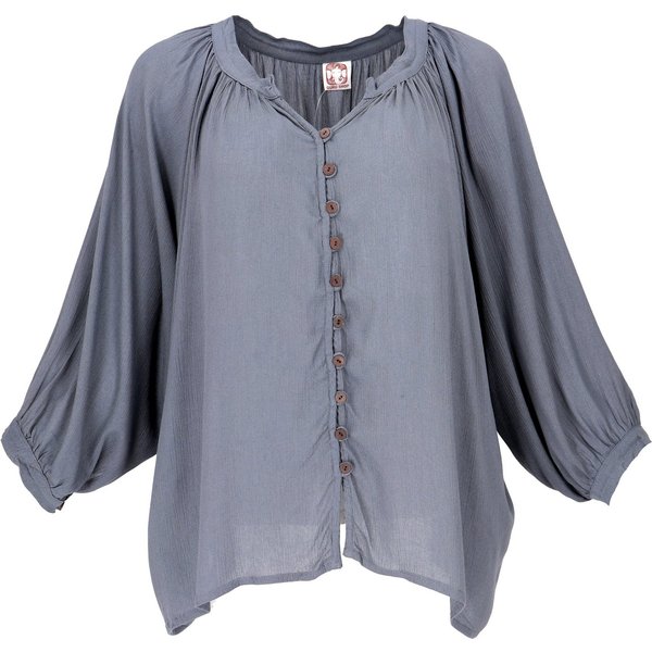 Guru-Shop Longbluse Luftige Boho Bluse, Oversize Hemdbluse,..