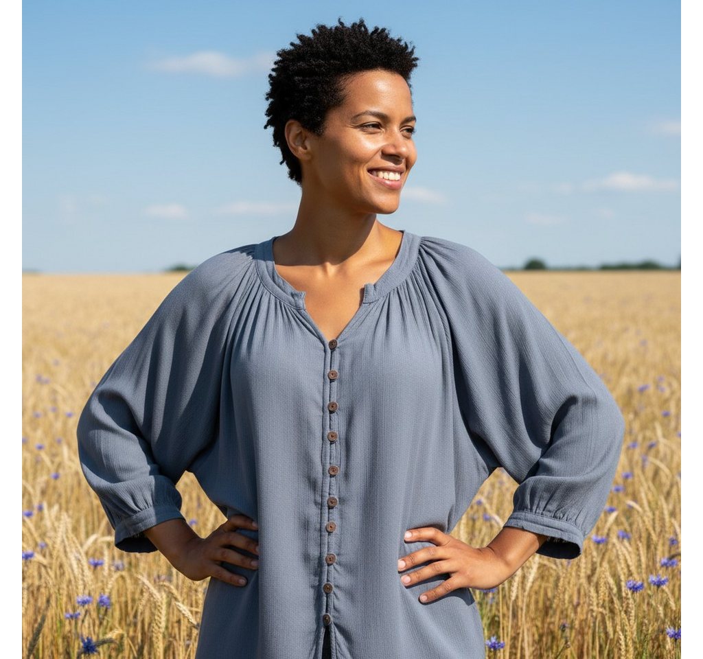 Guru-Shop Longbluse Luftige Boho Bluse, Oversize Hemdbluse,.. – Bild 2 von 5