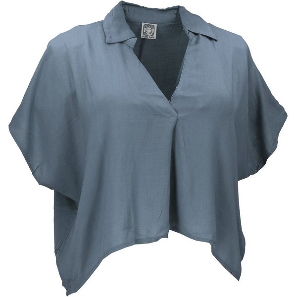 Guru-Shop Longbluse Weites Boho Blusentop mit Fledermausärmeln,.. alternative Bekleidung