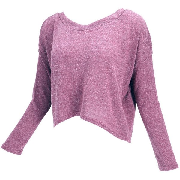 Guru-Shop Longsleeve Kurzer Pullover, Boho Feinstrick Shirt - altrosa alternative Bekleidung