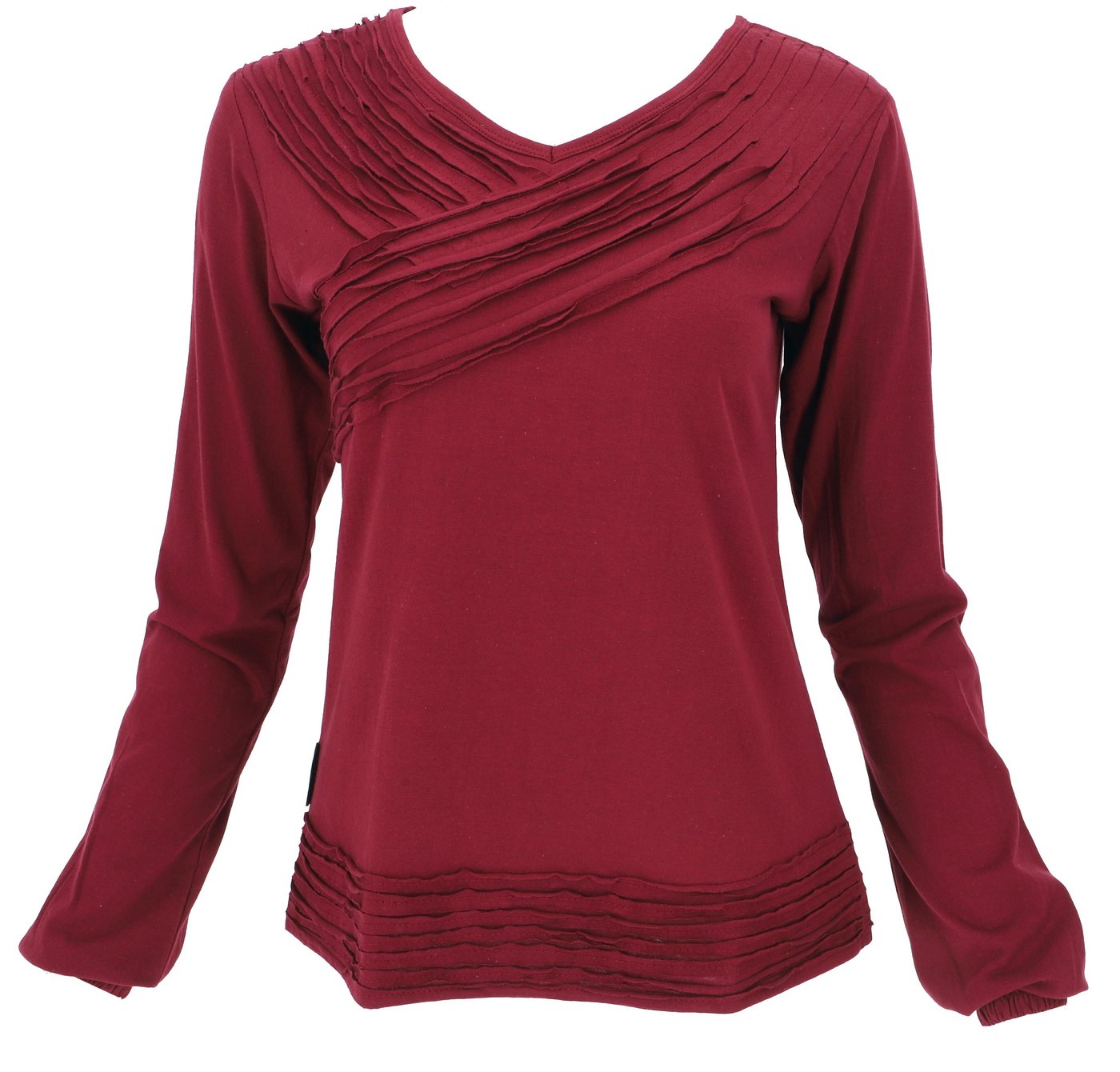 Guru-Shop Longsleeve Langarmshirt Boho Style, einfarbiges Shirt mit.. alternative Bekleidung – Bild 2 von 4