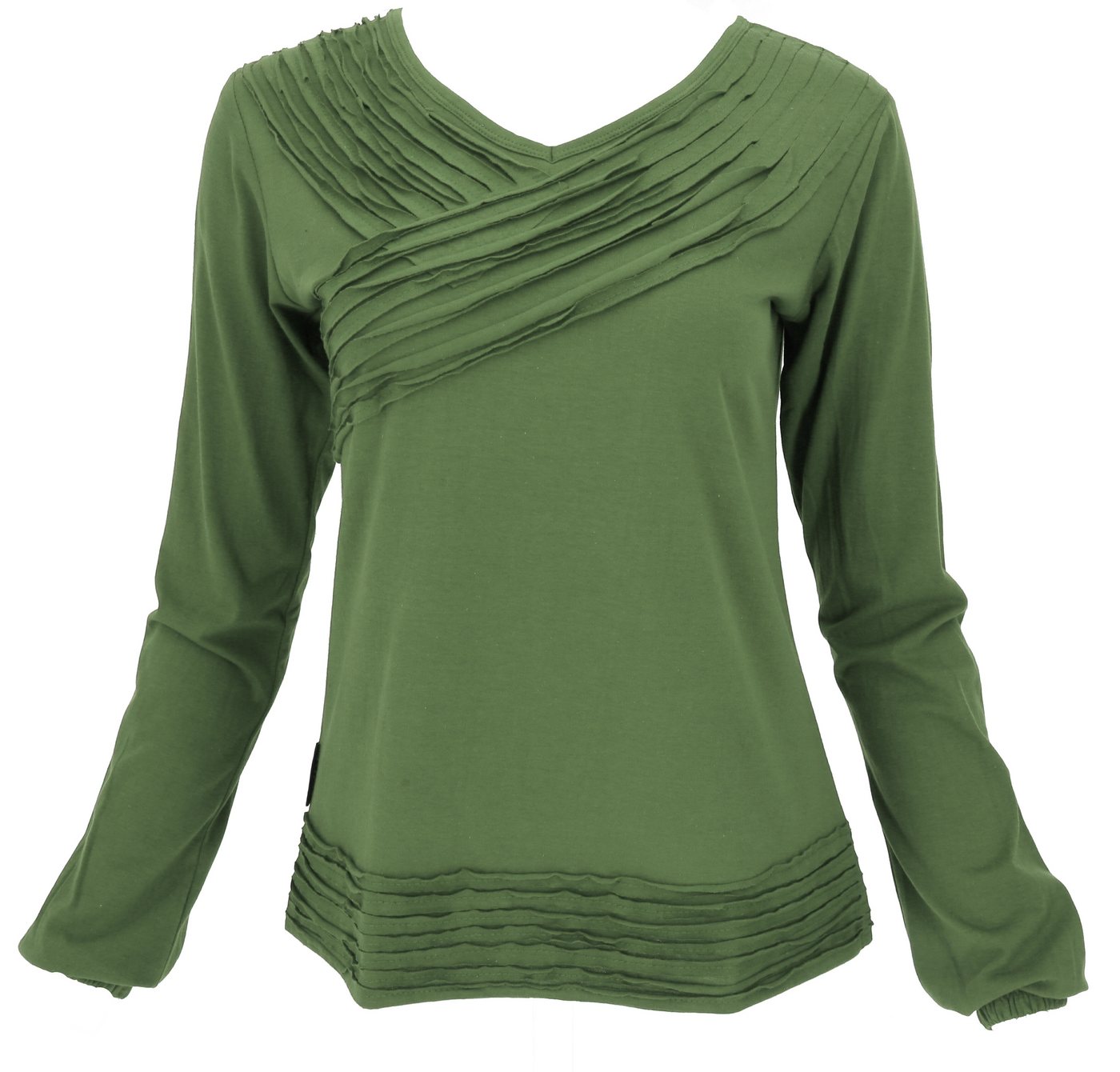 Guru-Shop Longsleeve Langarmshirt Boho Style, einfarbiges Shirt mit.. alternative Bekleidung – Bild 2 von 4