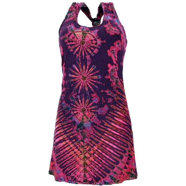 Guru-Shop Midikleid Batik Minikleid, Boho Tank-Kleid - pink alternative Bekleidung