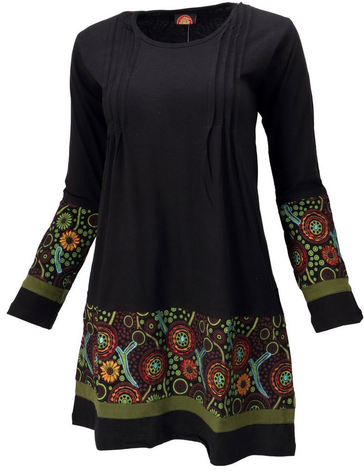 Guru-Shop Midikleid Baumwoll Minikleid Boho chic, Langarm Tunika -.. alternative Bekleidung – Bild 3 von 5