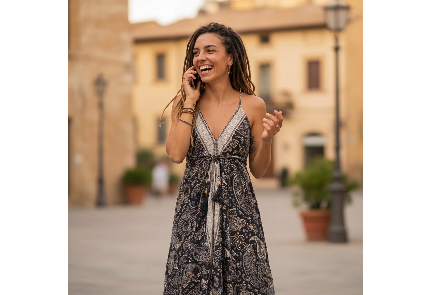 Guru-Shop Midikleid Boho Sommerkleid, Magic Dress, seidiges.. alternative Bekleidung – Bild 2 von 5