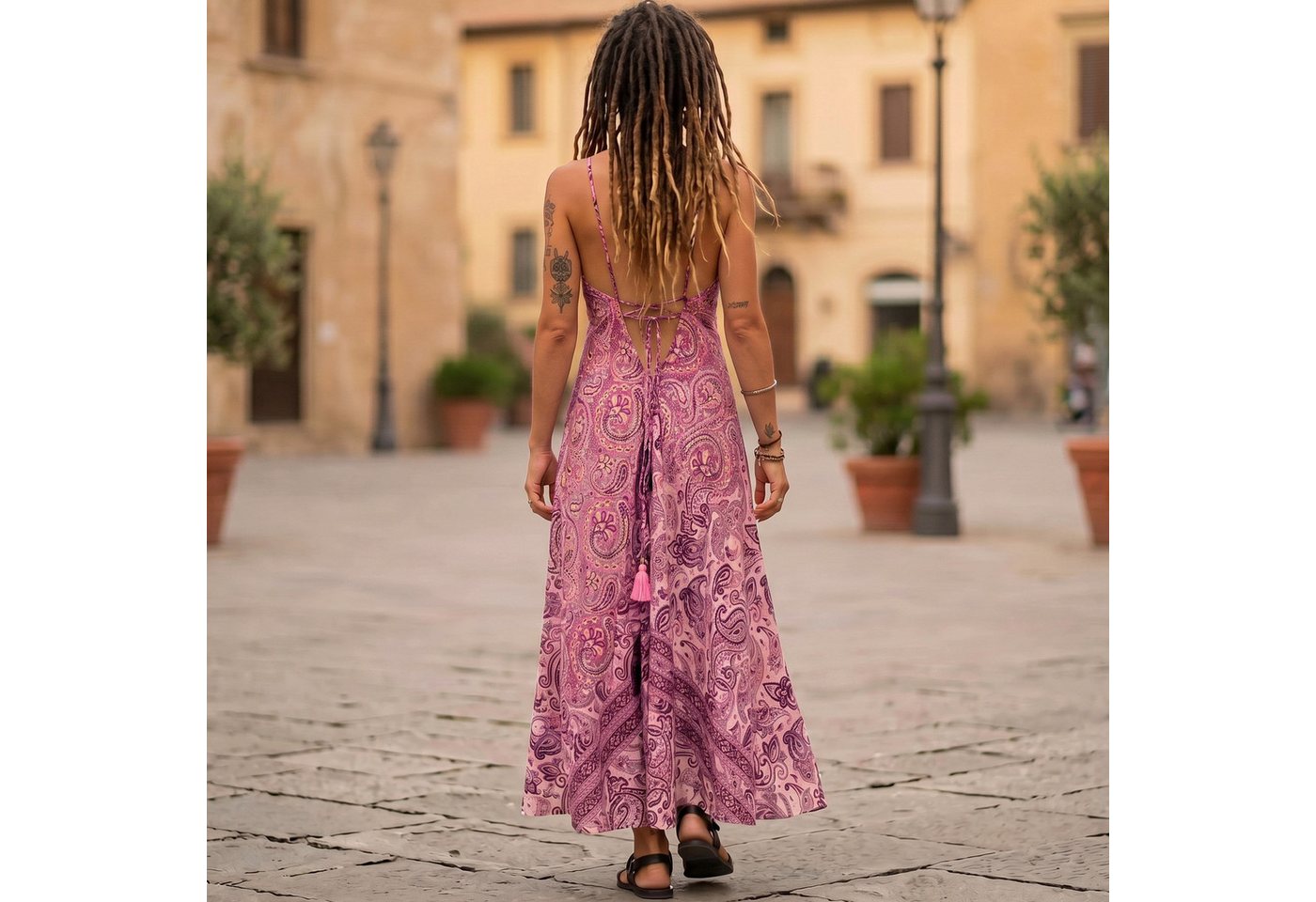 Guru-Shop Midikleid Boho Sommerkleid, Magic Dress, seidiges.. alternative Bekleidung – Bild 3 von 5
